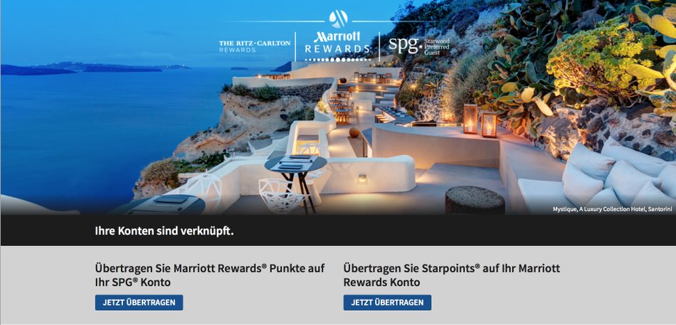 Status Match SPG Account mit Marriott Rewards verknüpfen erfolgreich