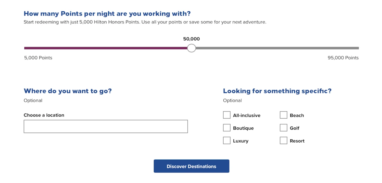 Hilton Points Explorer Tool