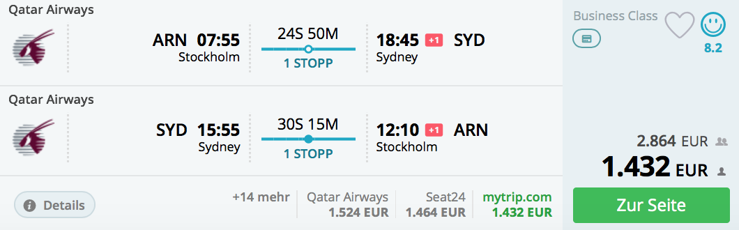 Qatar Airways 20 Jahre Partner Sale ex Stockholm
