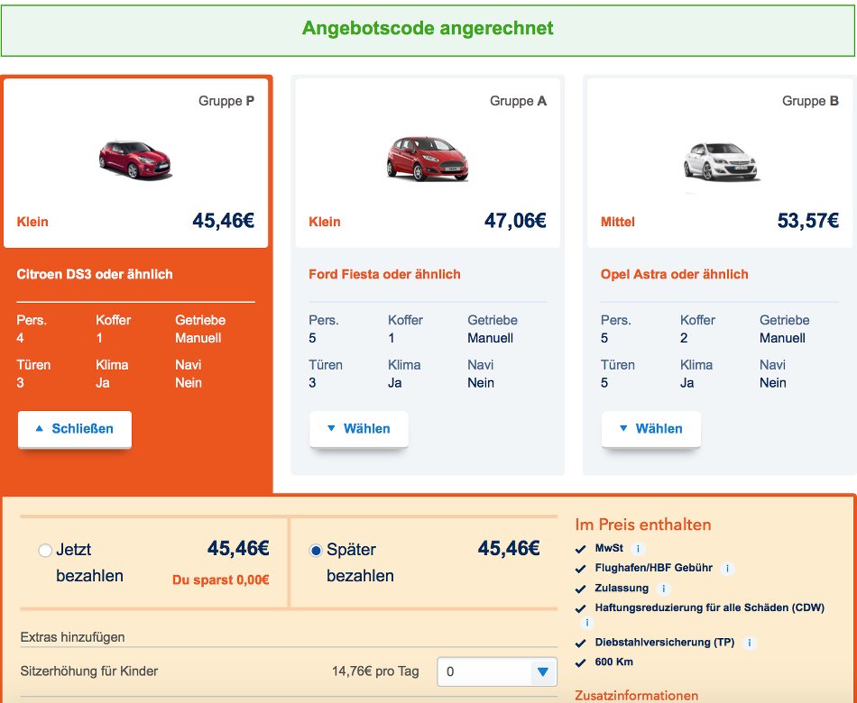 Miles & More Meilen mit Budget Car Rental Beispiel Hannover Airport
