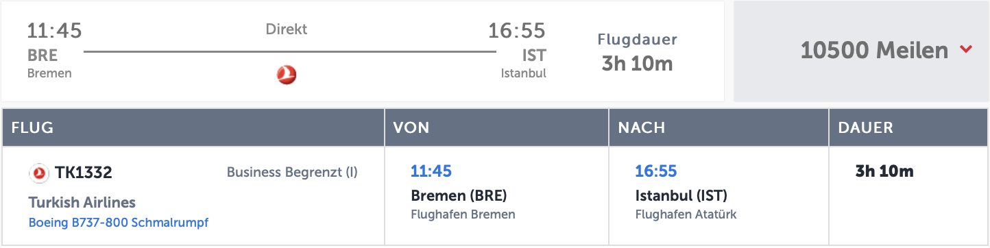 30 Jahre Miles&Smiles Turkish Airlines Business Class Bremen - Istanbul