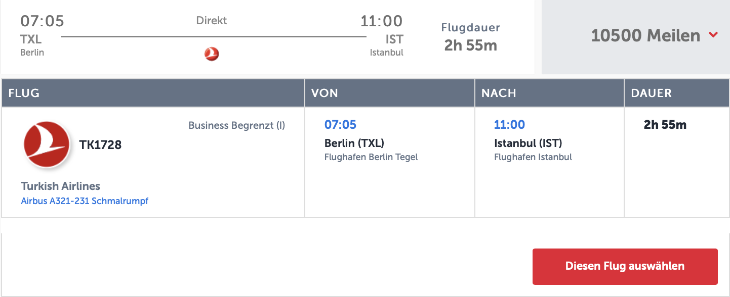 Turkish Airlines Miles&SMiles Meilnschnäppchen Berlin - Istanbul