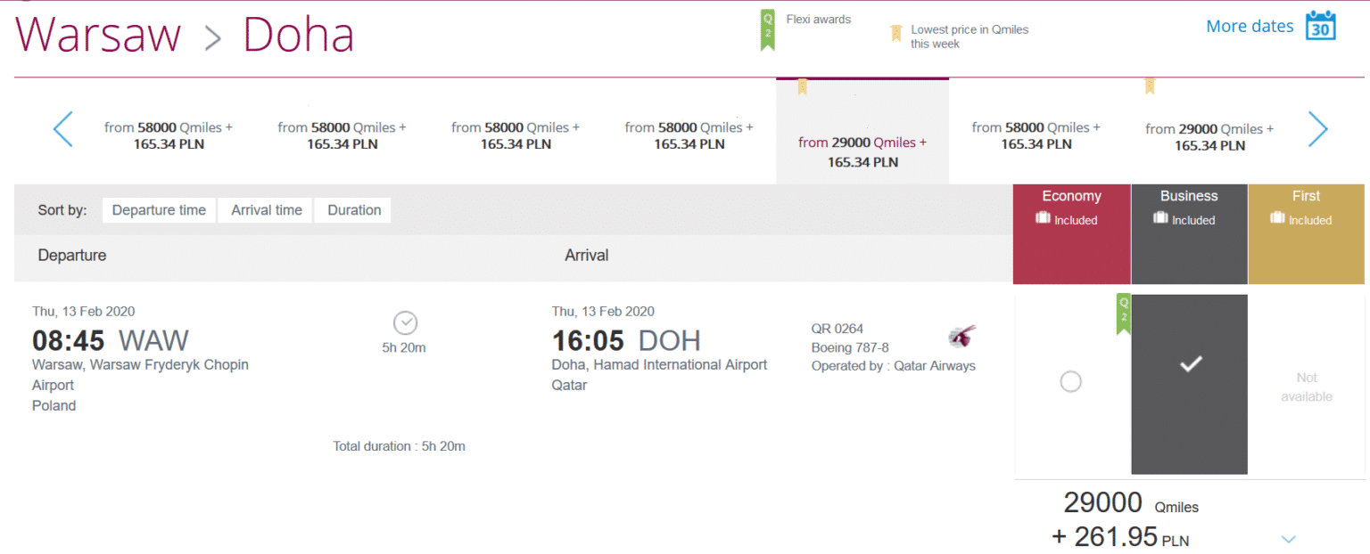 mit den Qatar Airways Easy Deals günstig Warschau - Doha