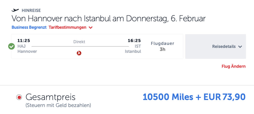 Turkish Airlines Meilenrabatt Dezember