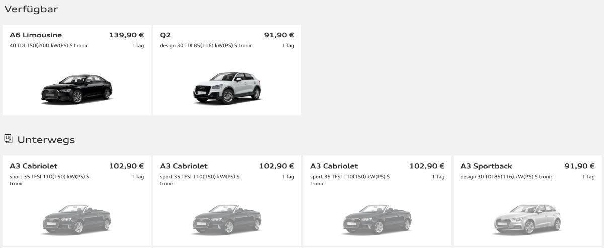 Angebot Audi on demand mit Miles & More Meilen Meilen