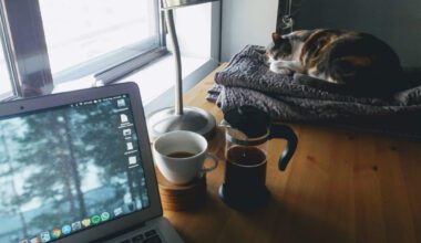 Früh am Morgen mit Kaffee und Katze