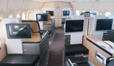 die Lufthansa First Class Kabine an Bord der Boeing 747-8i