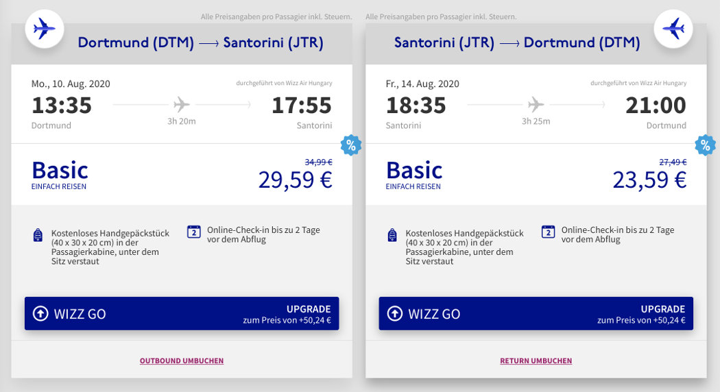 Dortmund - Santorini mit Wizz Air ab 54 Euro