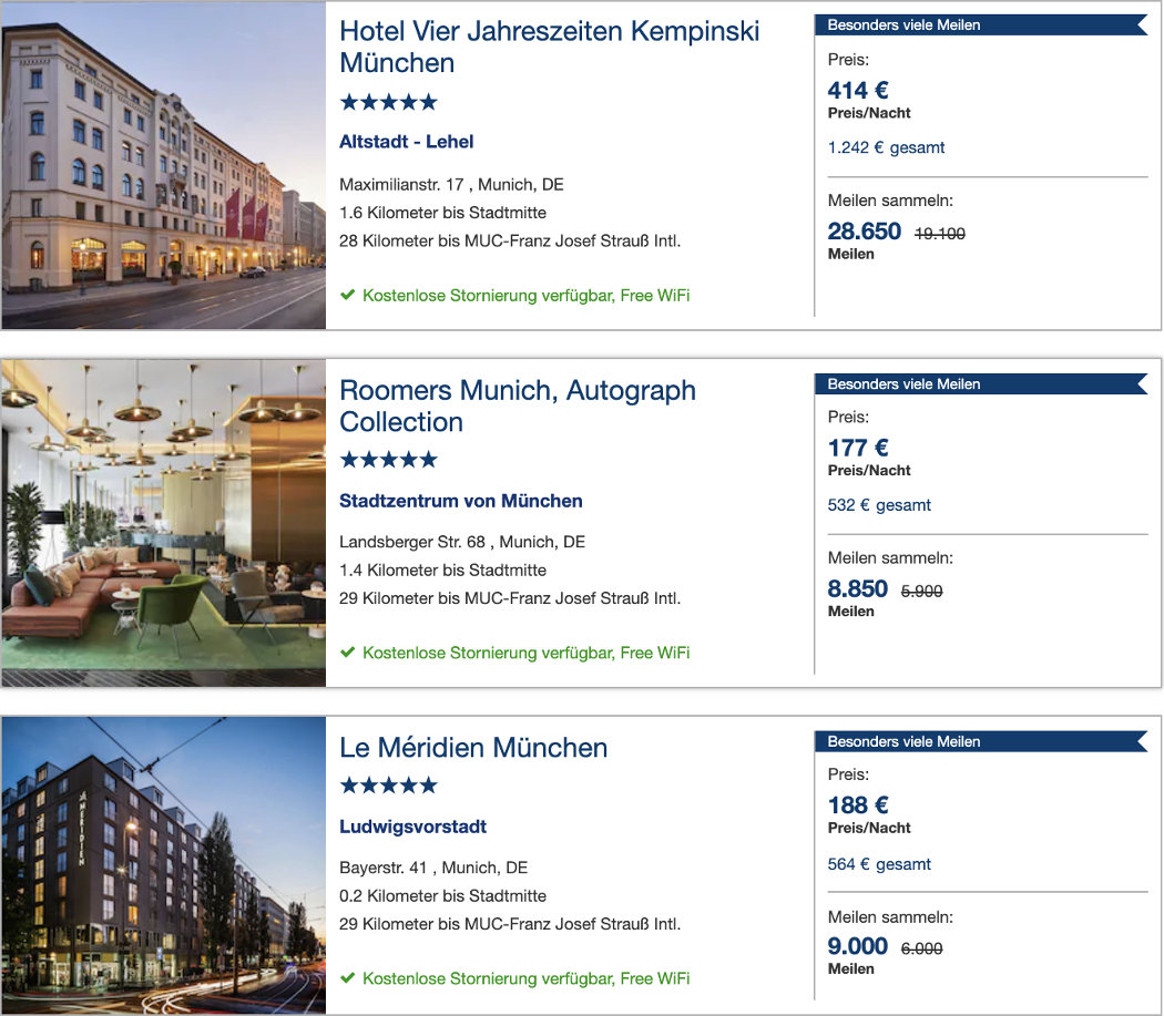 Hotels & Cars by Points 50% mehr Miles & More Meilen mit einer Hotelbuchung in München