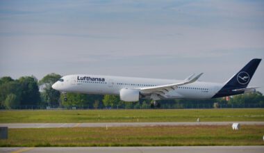 Airbis A350-900 hebt ab - längster Passagierflug Lufthansa Geschichte längster Flug