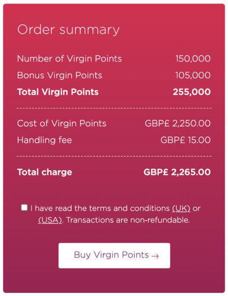 Warenkorb Virgin Atlantic Flying Club Punkte mit 70 %b Bonus kaufen