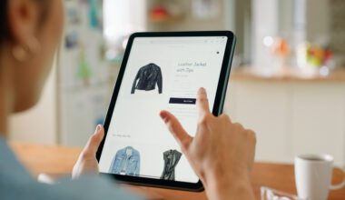 Online-Shopping, Mode und Hände der Person auf dem Tablet mit Kleidungs-Website, Internet-Shop oder Einzelhandels-App. E-Commerce, Home und Woman auf dem Tech Screen