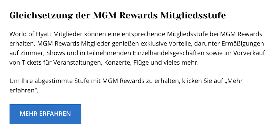 World of Hyatt MGM Rewards Status Match