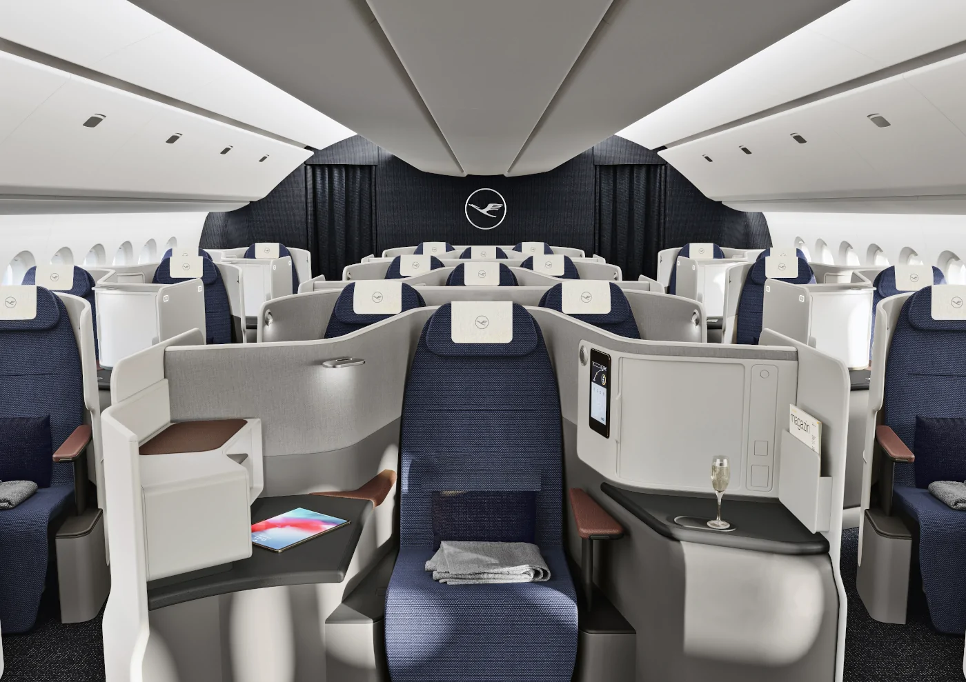 neue Lufthansa Business Class Suite in der ersten Reihe