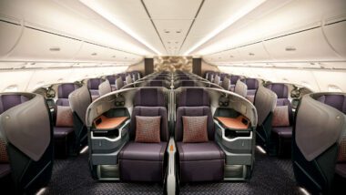 Blick in die Singapore Airlines Business Class