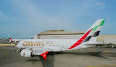 Emirates Airbus A380 mit neuer Lackierung