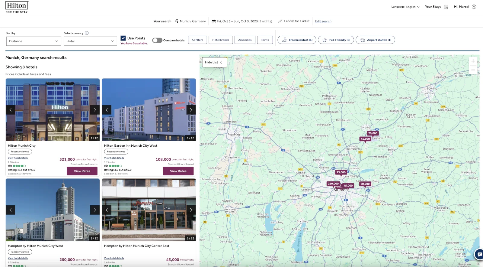 Hilton Honors Hotel München während des Oktoberfestes mit Punkten buchen