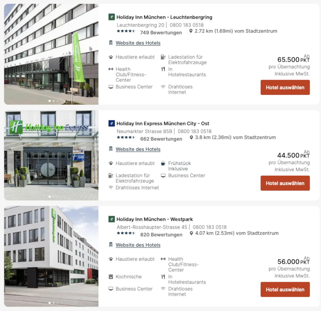 IHG One Rewards Punkte für Hotel während der Wiesn einlösen