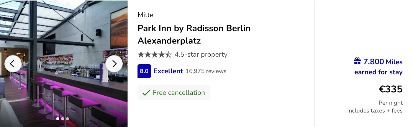 Flying Blue Hotels for Miles Buchung Park Inn Berlin