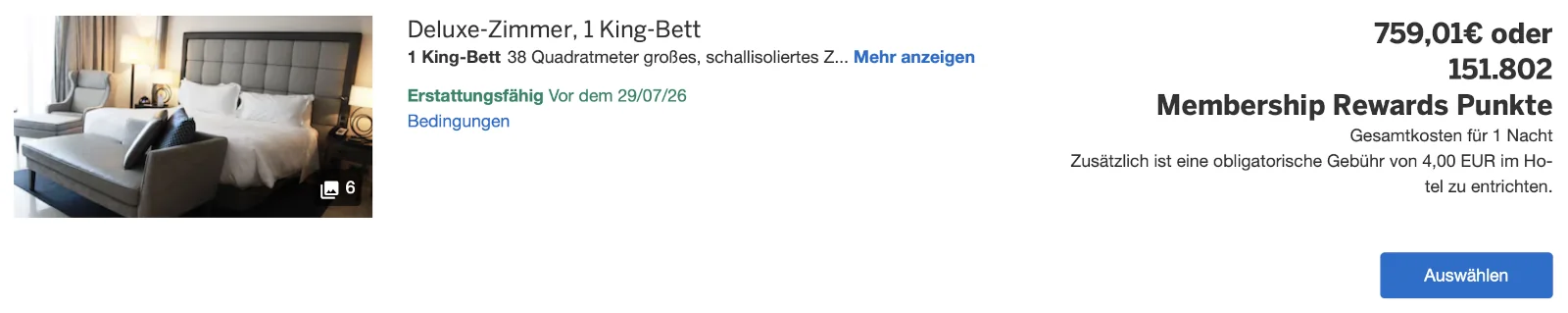 übertragbare Membership Rewards Punkte bei Amex Travel für das Conrad Algarve einlösen