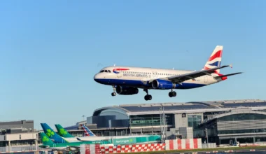 British Airways Flugzeug landet in Dublin