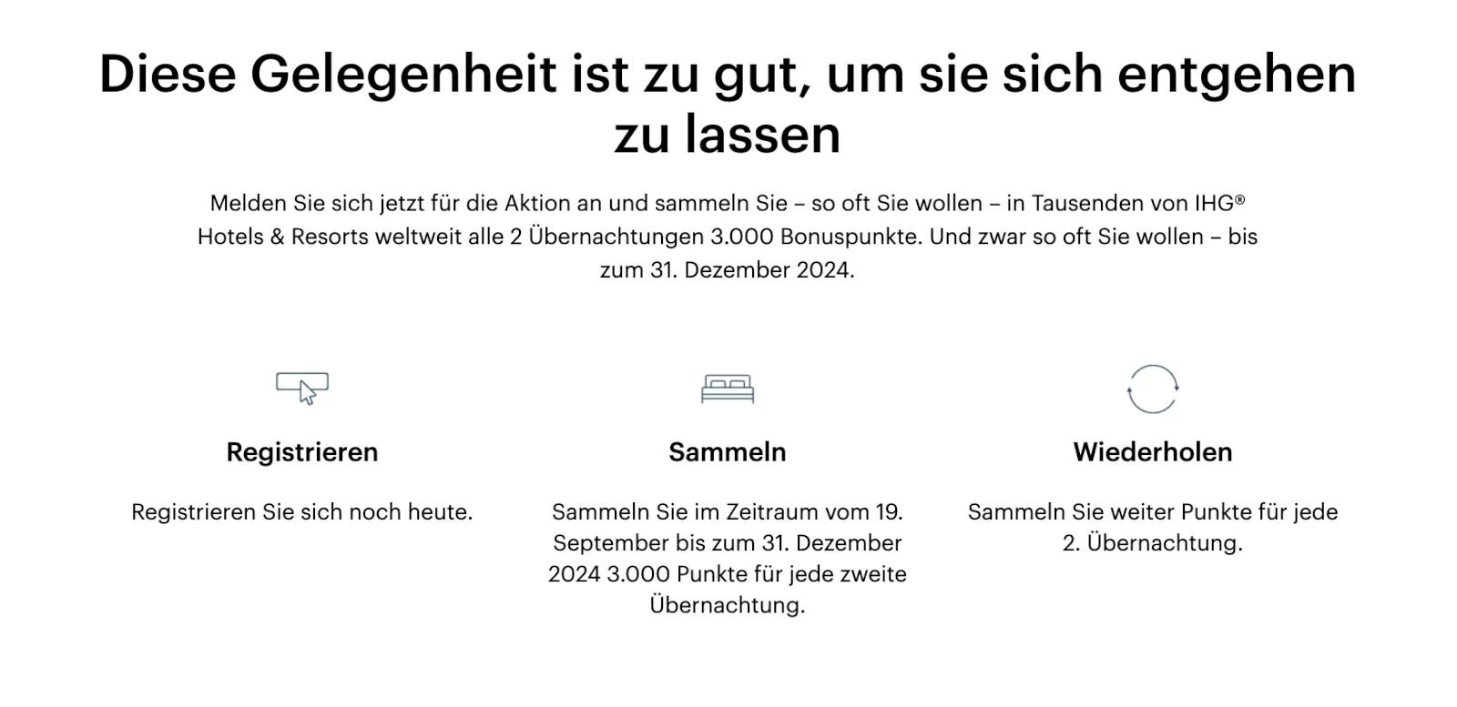 3.000 Bonuspunkte IHG Promotion Herbst 2024