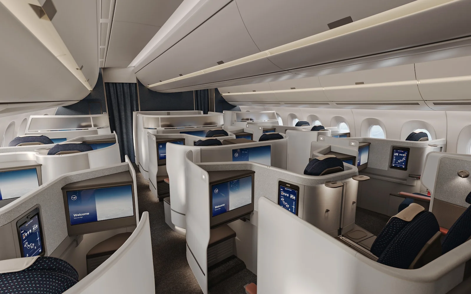 Kabine der neuen Lufthansa Allegris Business Class