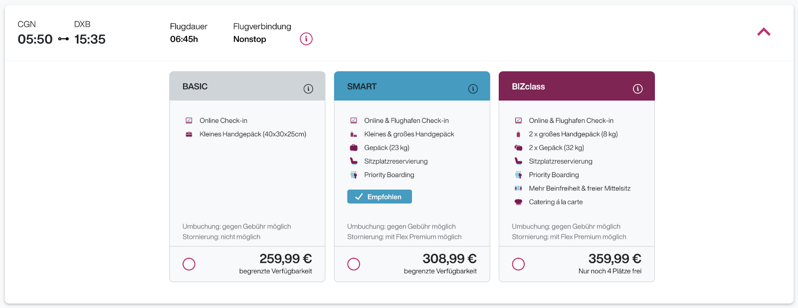 Eurowings Tarifauswahl Köln Dubai