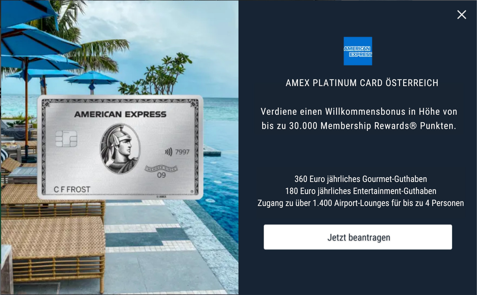 American Express Platinum Card Österreich Angebot