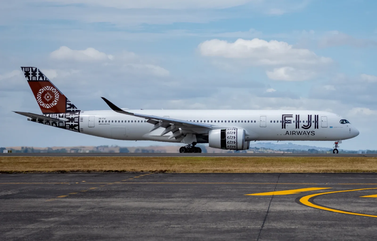 Fiji Airways, A350, Landung am Flughafen von Neuseeland