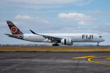 Fiji Airways, A350, Landung am Flughafen von Neuseeland