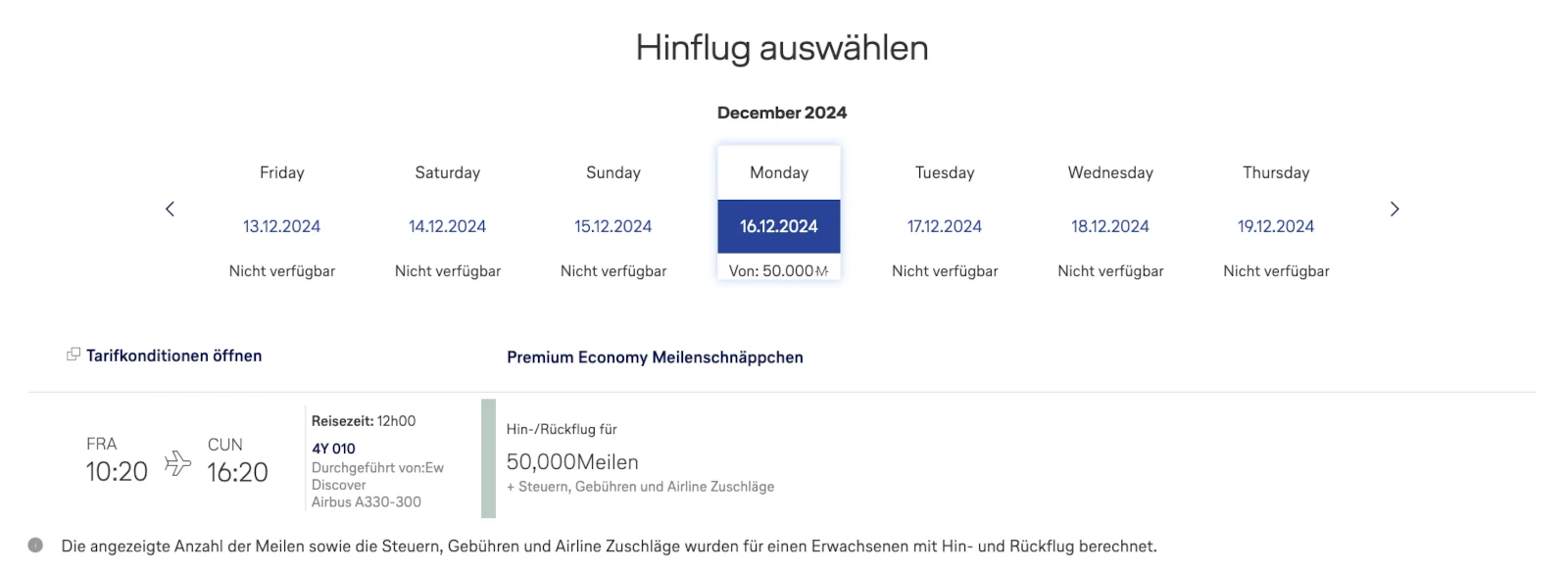 Discover Airlines Frankfurt - Cancun Miles & More Meilenschnäppchen August 2024