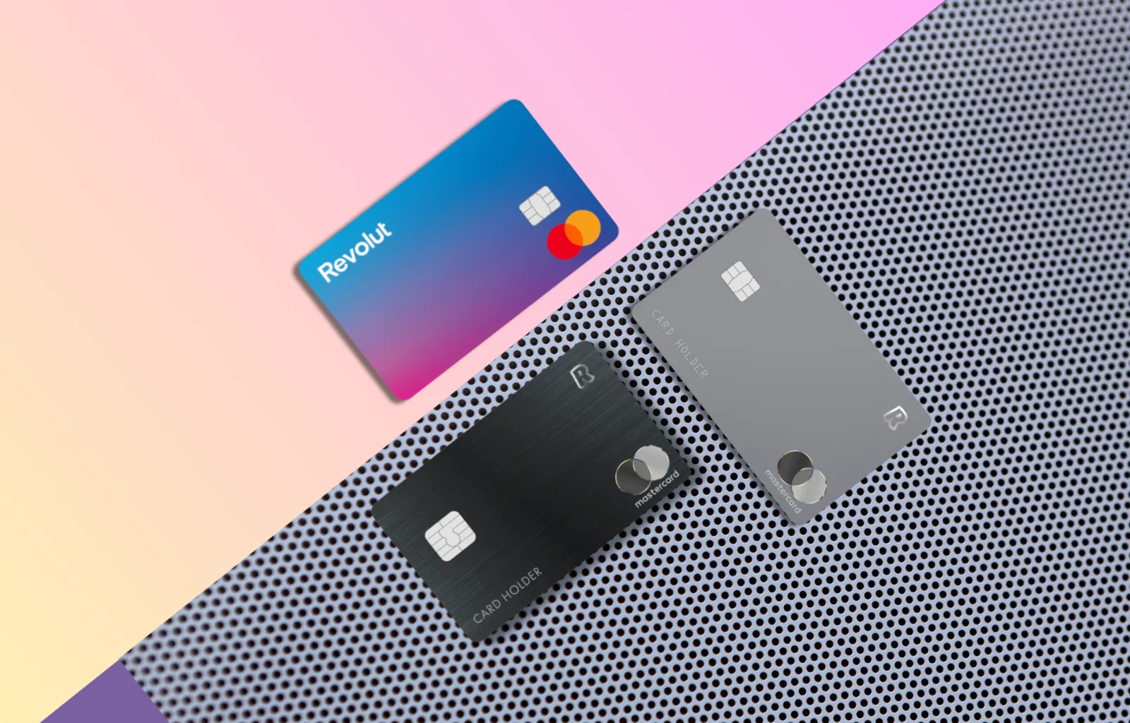 drei verschiedene Revolut Kreditkarten Portfolio für Österreich