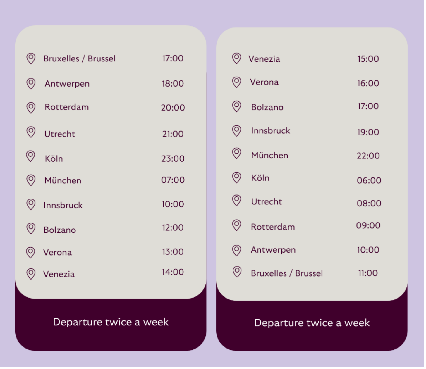 Fahrplan European Sleeper Train Brüssel - Venedig 