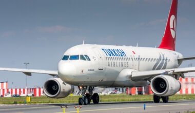 Airbus A320 von Turkish Airline am Flughafen von Prag