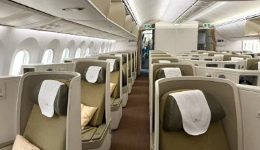 Vietnam Airlines Business Class Kabine an Bord der Boeing 787-9 von München nach Saigon