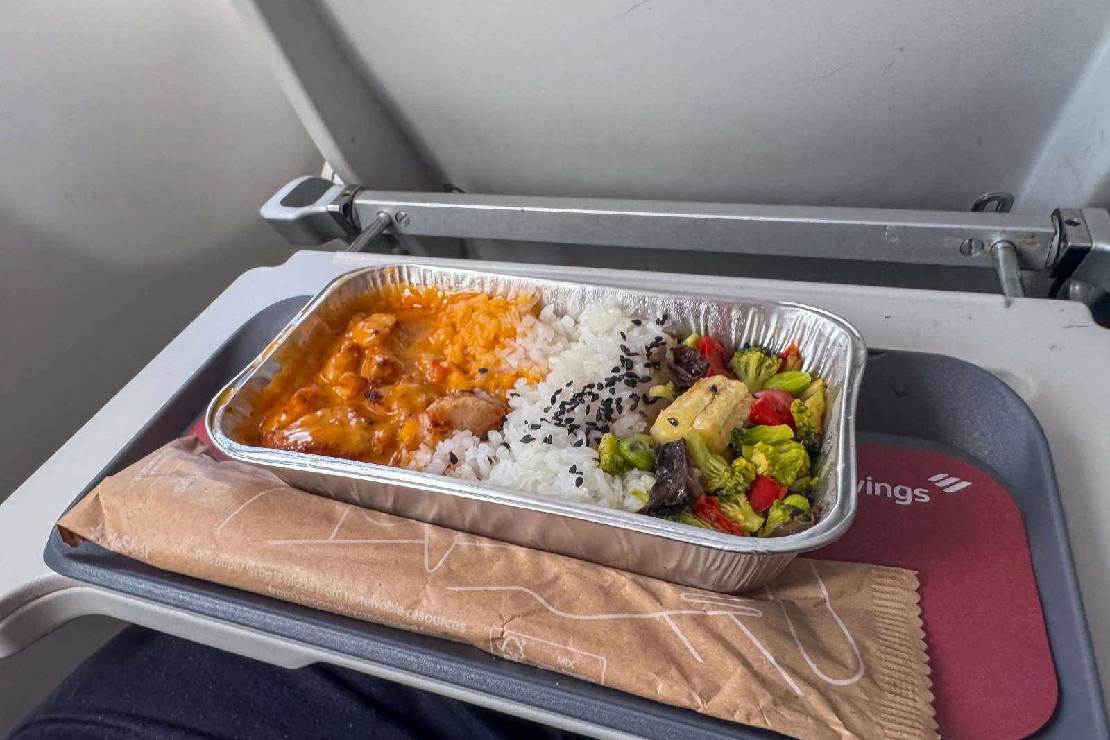 Chicken-Curry Abendesse Dubai - Stuttgart in Eurowings BIZclass