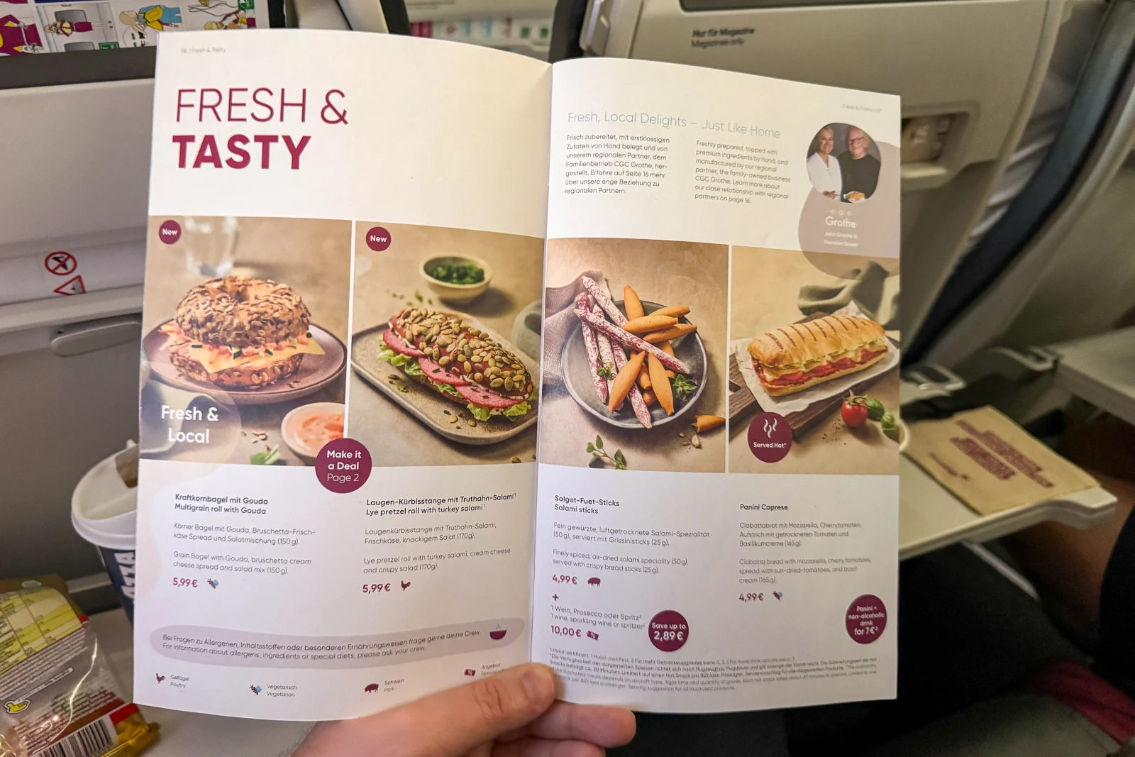 Menükarte WINGS Bistro von Eurowings