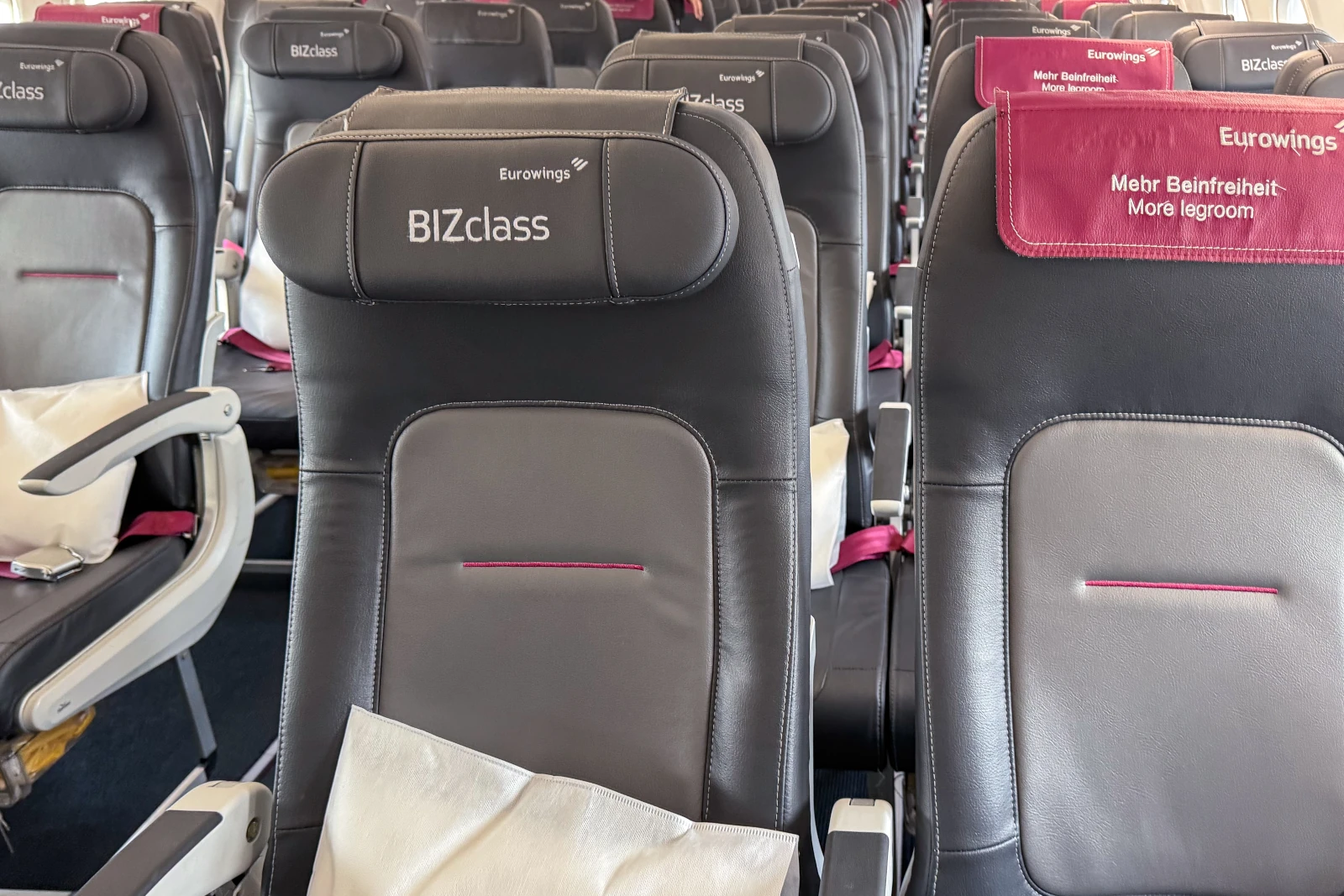 BIZclass Sitze der Eurowings A320neo mit freiem Mittelsitz