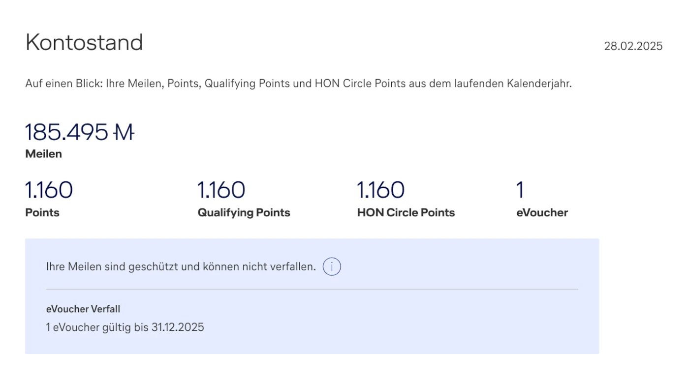 Miles & More Meilenkonto Meilen Points Qualifying Points und HON Circle Points