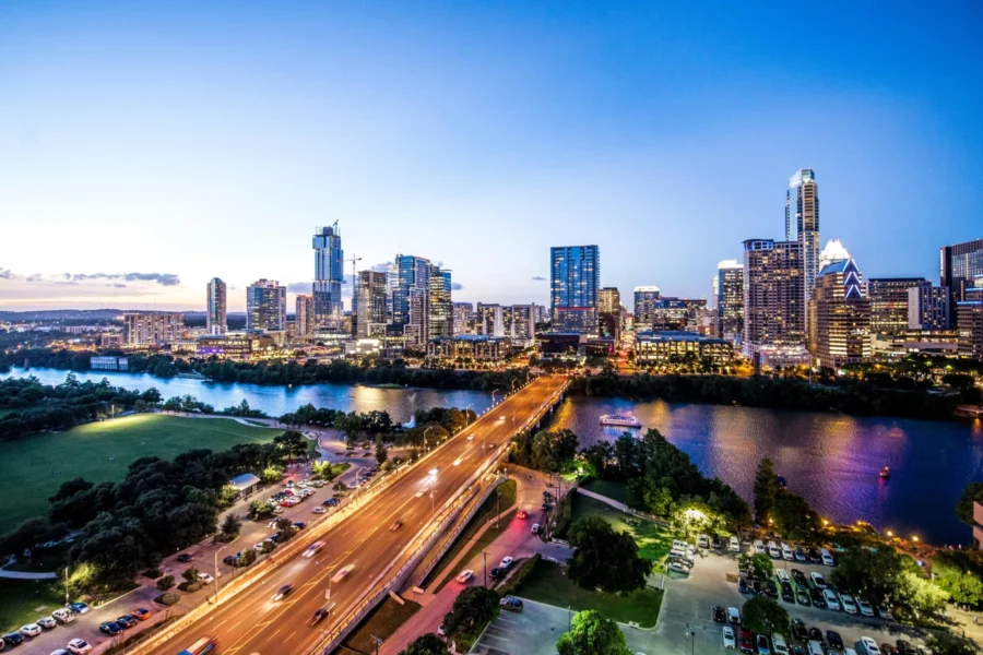 Blick auf die City von Austin in Texas