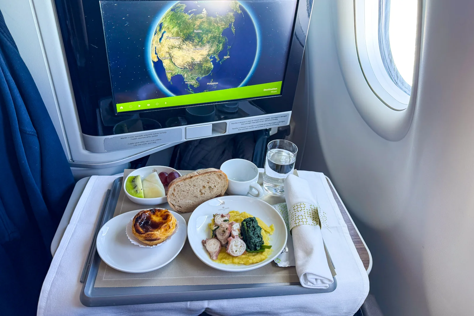 Business Class Menü TAP Air Portugal – Snack vor der Landung in Miami