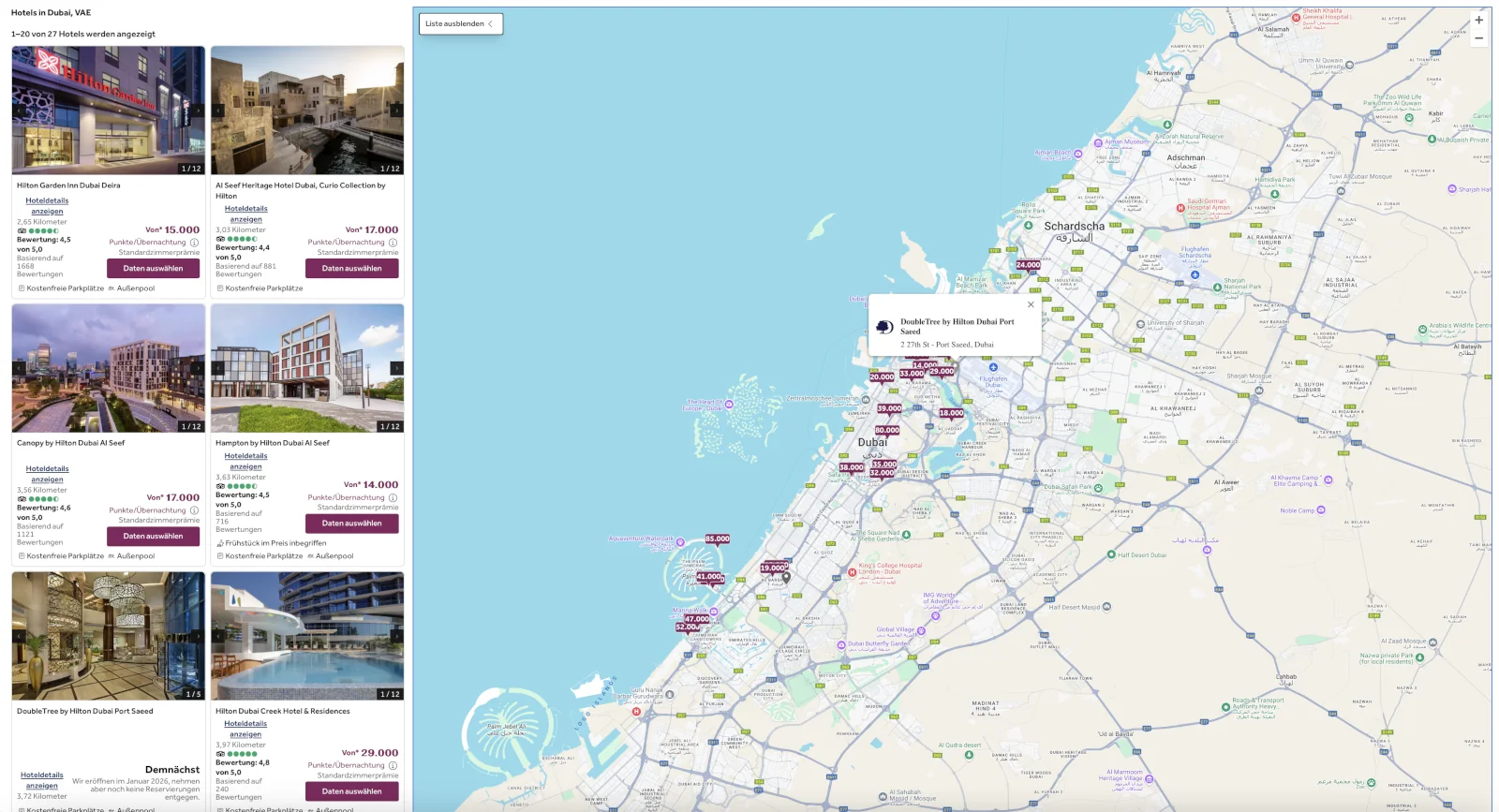 Hilton Honors Guide PointsExplorer Tool Prunkte einlösen