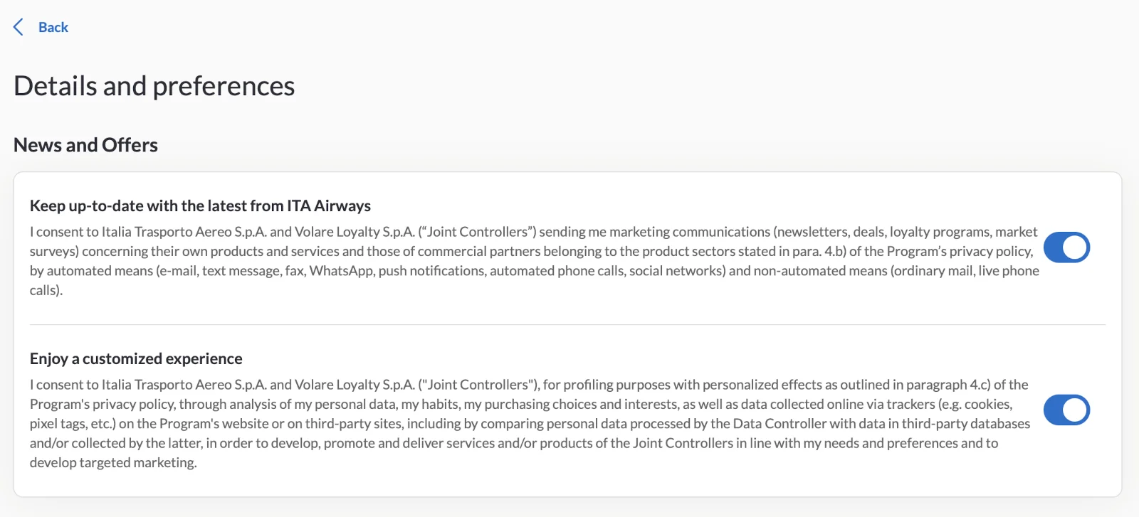 Neuigkeiten ITA Airways aktivieren