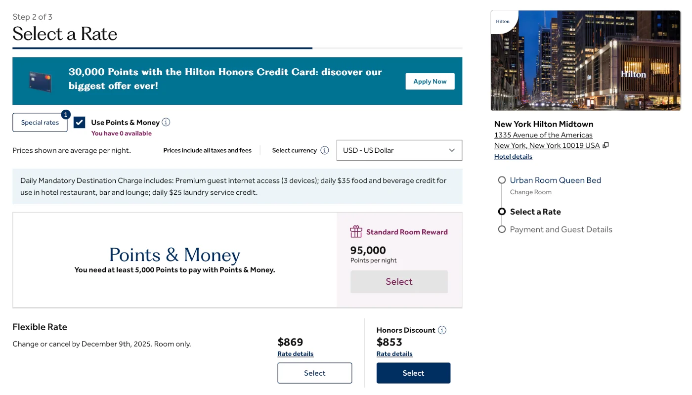 New York Hilton Midtown mit Punkten buchen