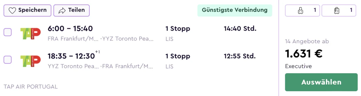 TAP Air Portugal Business Class Angebote USA Boston