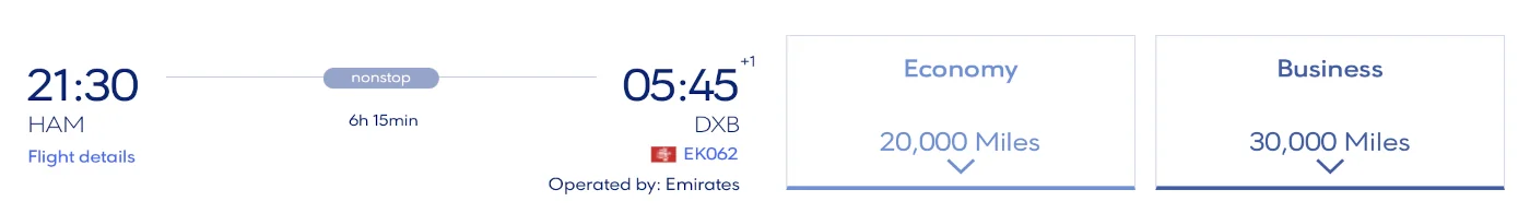 Aegean Meilen Prämienflug Emirates Business Class Flüge Hamburg - Dubai