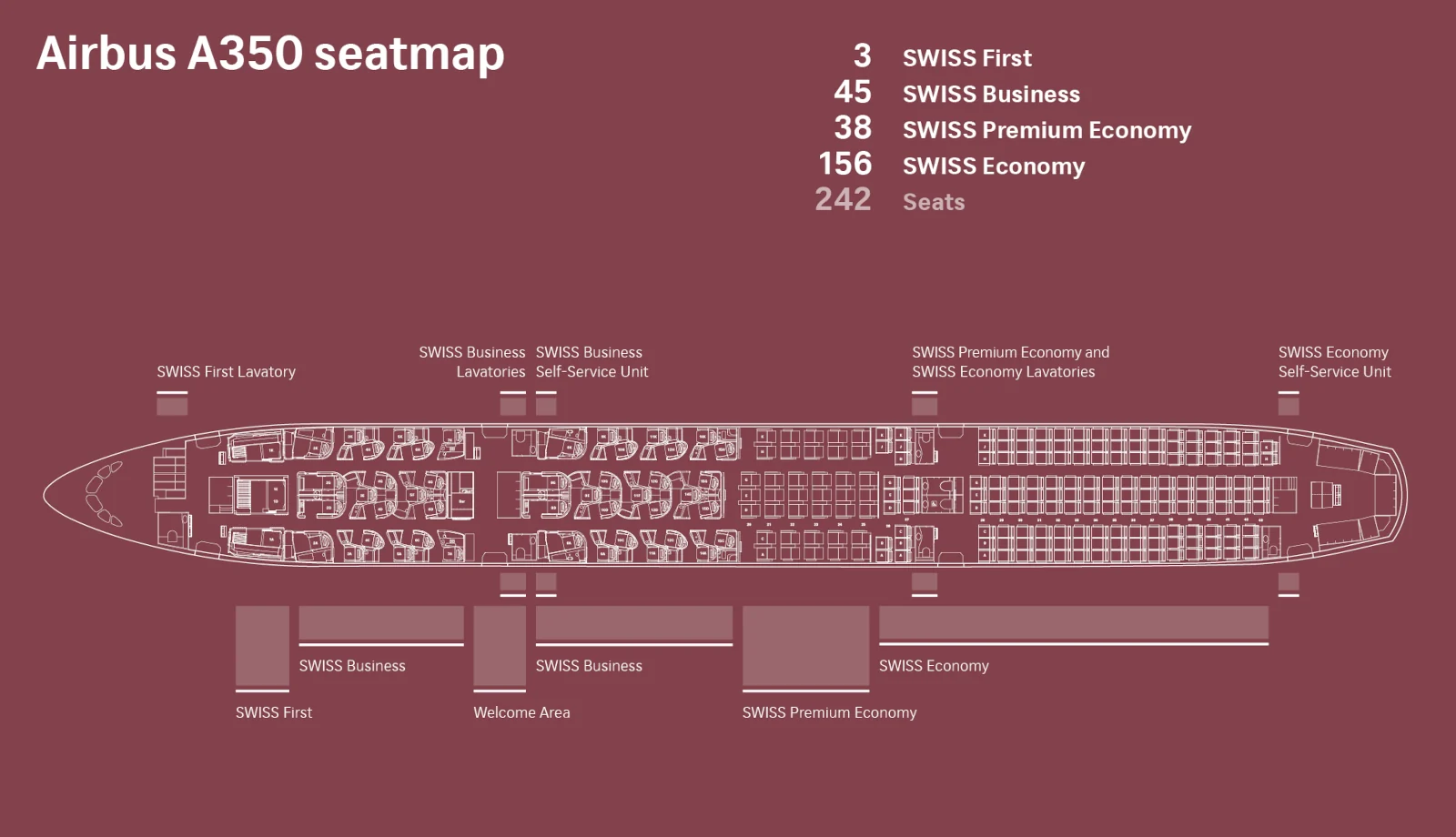 Sitzplan SWISS Airbus A250-900 LX A359 Seatmap