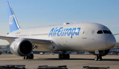 Air Europa Boeing 787 Dreamliner ist gerade aus Puerto Rico in Madrid angekommen bald mit Beteiligung von turkish Airlines