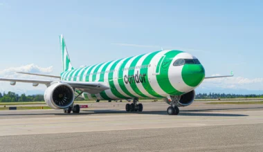 Condor Airbus A330neo am Flughafen Seattle-Tacoma International Airport (SEA